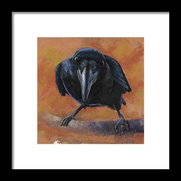 Raven Framed Print featuring the painting Bird Watching by Billie Colson