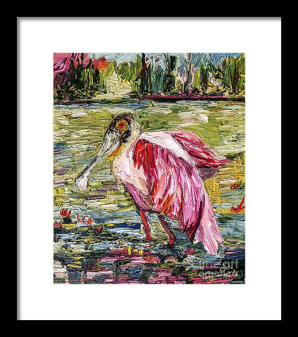 Birds Framed Print featuring the painting Birds of Florida Roseate Spoonbill by Ginette Callaway