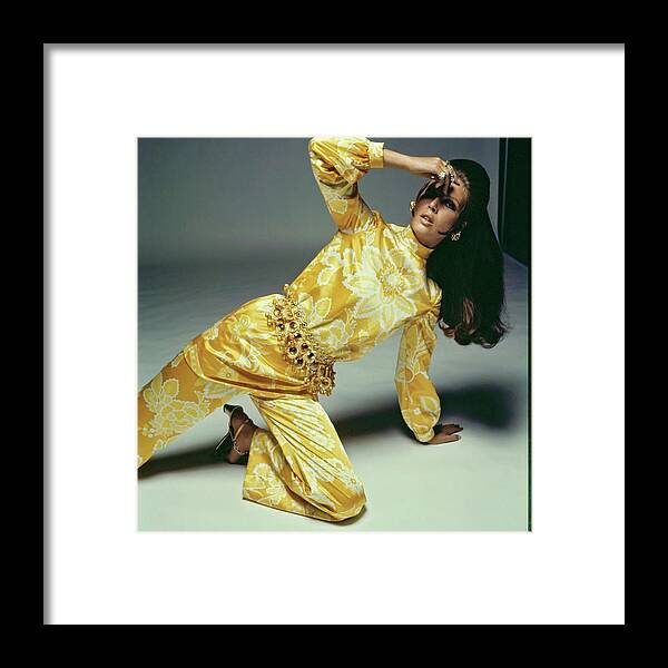 Fashion Framed Print featuring the photograph Birgitta Af Klercker Wearing A Jumpsuit by Bert Stern