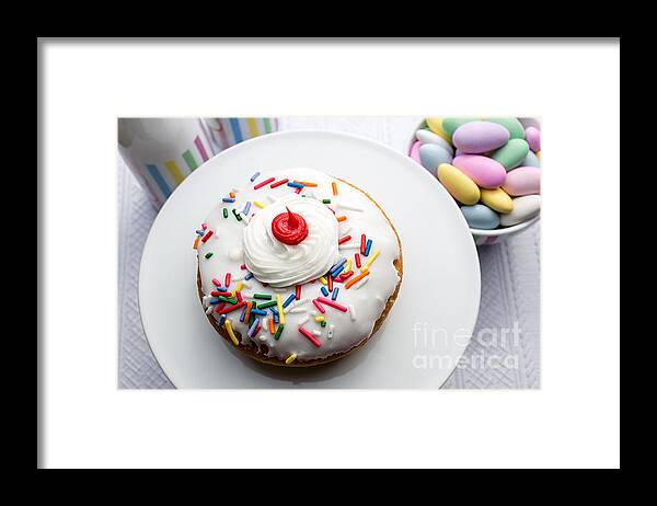 Food Framed Print featuring the photograph Birthday party donut by Edward Fielding