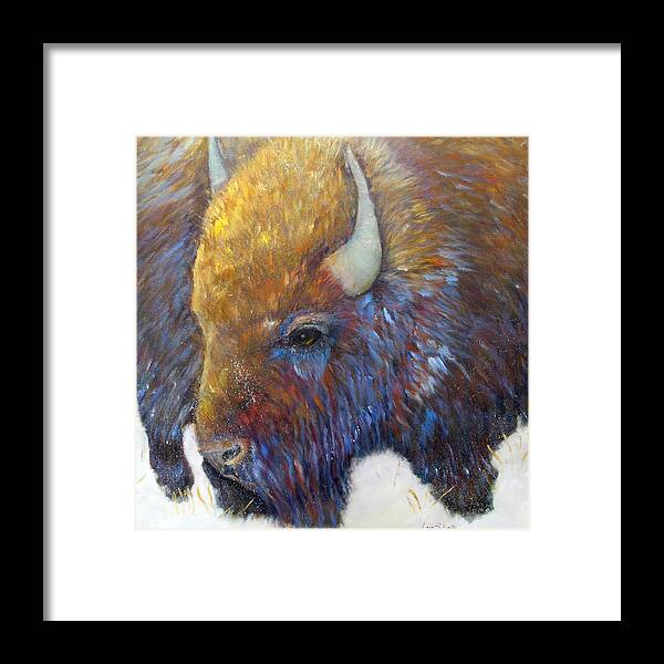 Bison Framed Print featuring the painting Bison by Loretta Luglio