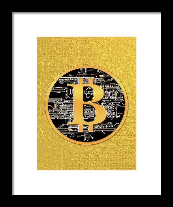 Artwork Framed Print featuring the photograph Bitcoin Logo by Victor Habbick Visions