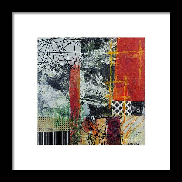 Collage Framed Print featuring the mixed media Black and red 1 by Elena Nosyreva