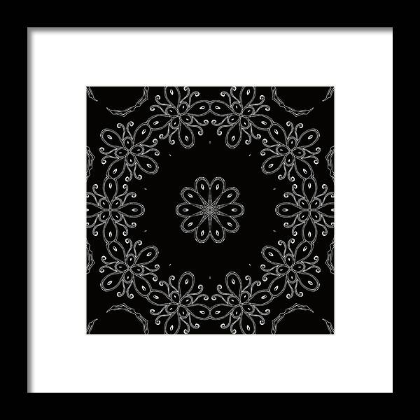 Intricate Framed Print featuring the mixed media Black and White Medallion 4 by Angelina Tamez