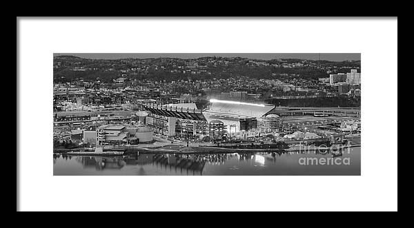 Heinz Field Black And White Framed Print featuring the photograph Black And White Reflections On The North Shore by Adam Jewell
