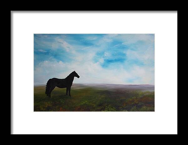 Yorkshire Moors Framed Print featuring the painting Black as Night in the Light of Day by Jean Walker