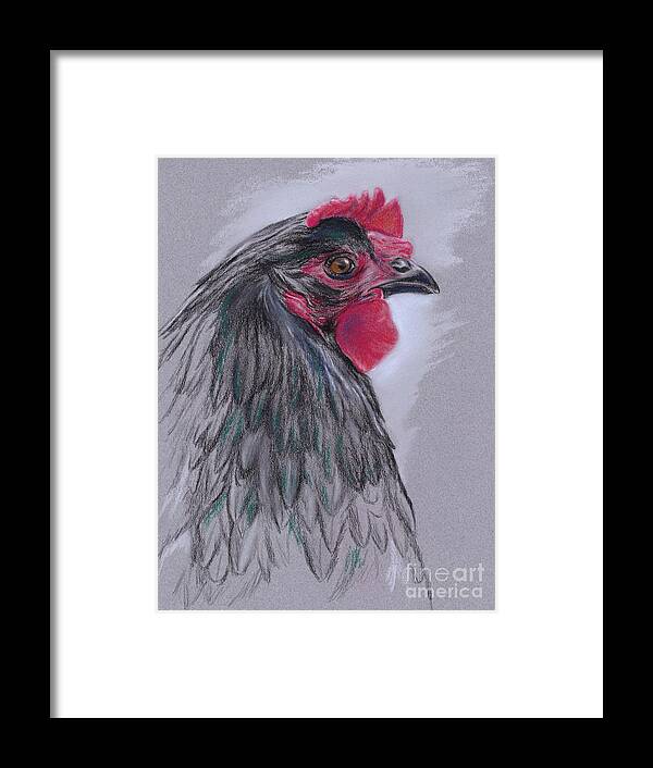 Hen Framed Print featuring the pastel Black Australorp Hen by MM Anderson