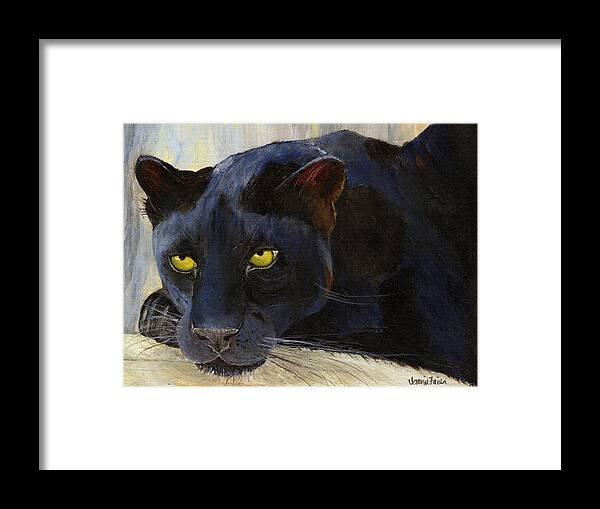 Black Cat Framed Print featuring the painting Black Cat by Jamie Frier