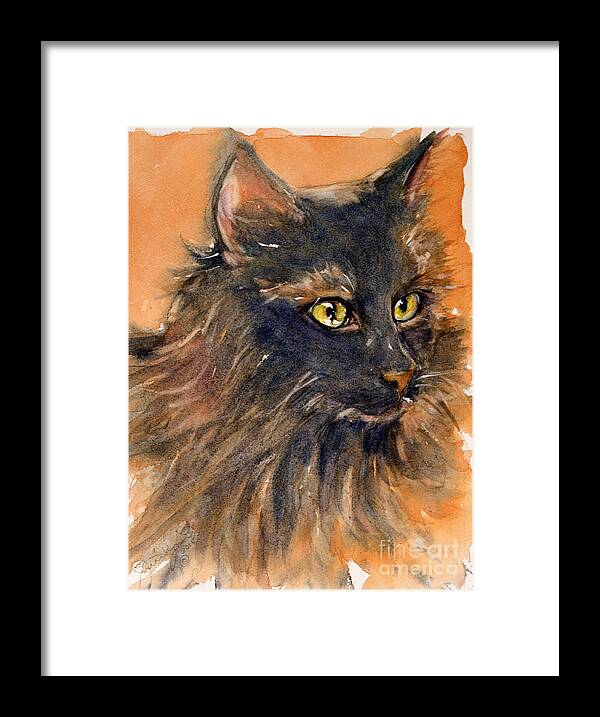 Cat Framed Print featuring the painting Black Cat by Judith Levins