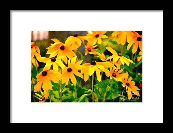 Flower Framed Print featuring the digital art Black Eyed Susan by Dale Powell