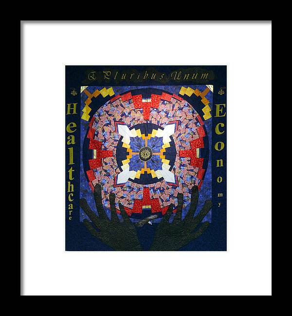 Quilt Framed Print featuring the tapestry - textile Black Gold by Tracie L Hawkins