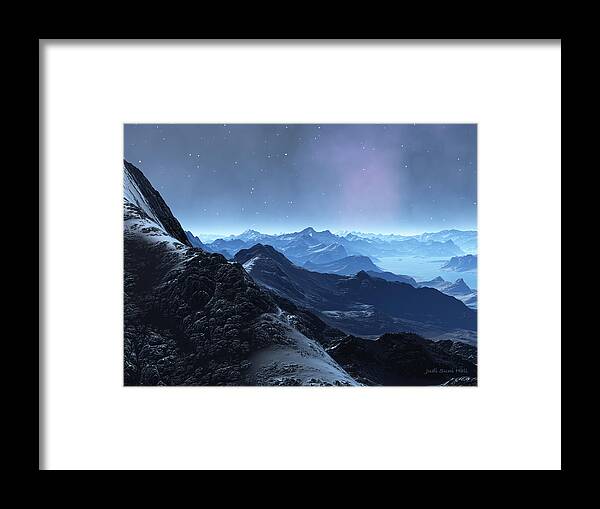 Mountain Framed Print featuring the digital art Black Mountain by Judi Suni Hall
