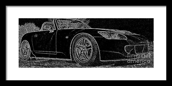 S2000 Framed Print featuring the mixed media Black S2000 by Eric Liller