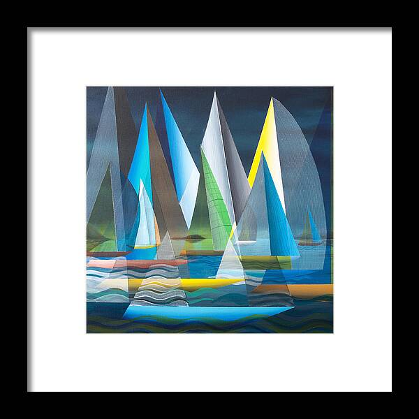 Black Sky Framed Print featuring the painting Black Sky Blue Hull 2013 by Douglas Pike