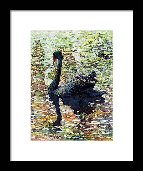 Black Swan Framed Print featuring the painting Black Swan by Hailey E Herrera