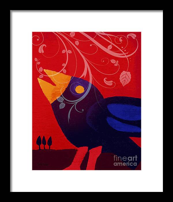 Birdy Framed Print featuring the digital art Blackbird by Lutz Baar