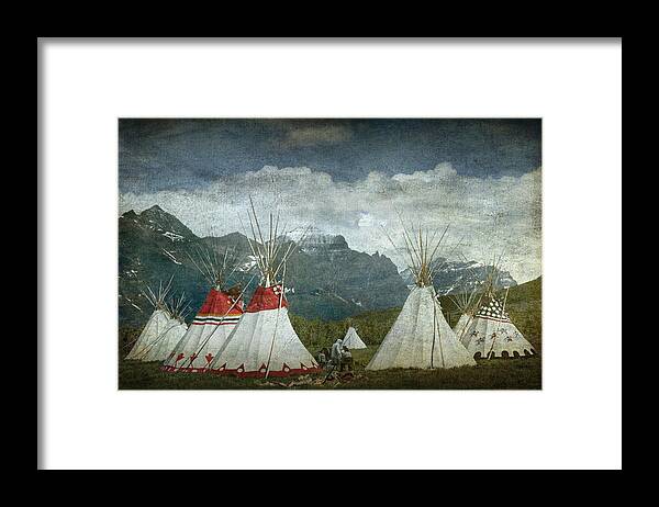 Blackfoot Framed Print featuring the photograph Blackfoot Camp at a Summer PowWow at St. Mary by Glacier National Park by Randall Nyhof