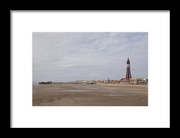 Blackpool Framed Print featuring the photograph Blackpool Tower at Low Tide by Laura Tucker