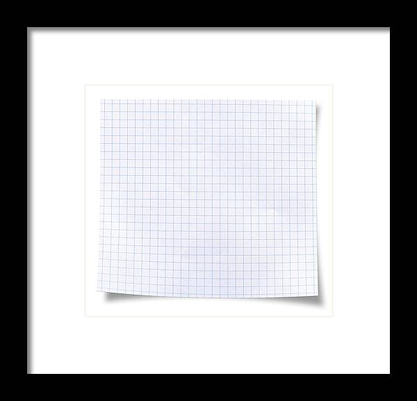 White Background Framed Print featuring the photograph Blank square rules lined paper by Tolga TEZCAN