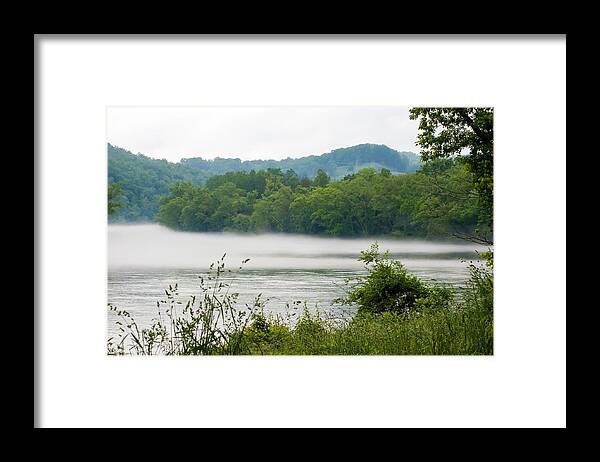 Blanket Of Fog On Clinch River Framed Print featuring the photograph Blanket of Fog on Clinch River by Cynthia Woods