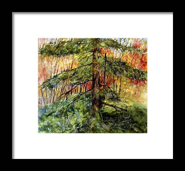 Tree Painting Framed Print featuring the painting Blazing Color by Pamela Lee