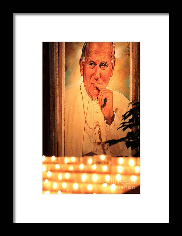 Candles Framed Print featuring the photograph Saint John Paul II by Theresa Ramos-DuVon