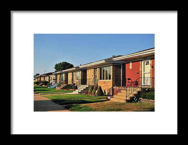 Tranquility Framed Print featuring the photograph Block Of Homes by Bruce Leighty