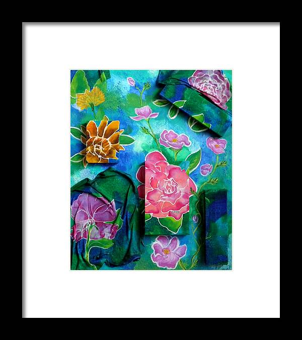 Silk Painting Framed Print featuring the painting Block Party 1 by Sandra Fox