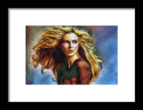 Woman Framed Print featuring the painting Blonde on a Windy Day by Tyler Robbins
