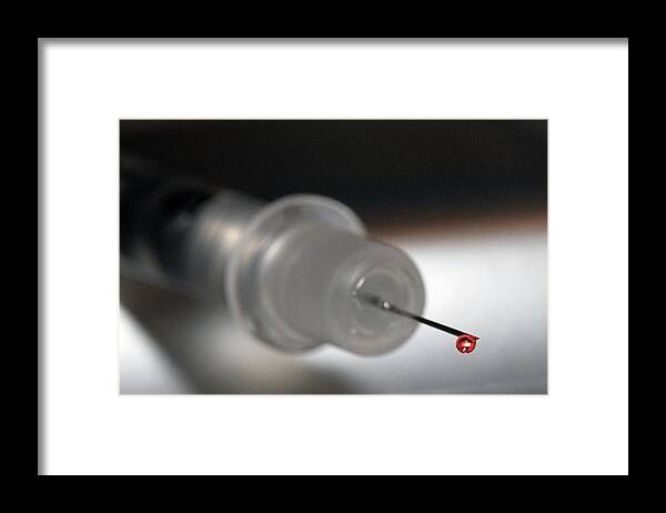 Needle Framed Print featuring the photograph Blood And Needle by Shoal Hollingsworth