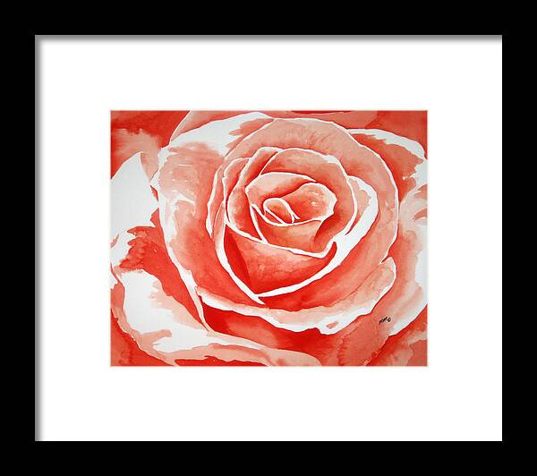 Orange Rose Framed Print featuring the painting Bloom by Michal Madison