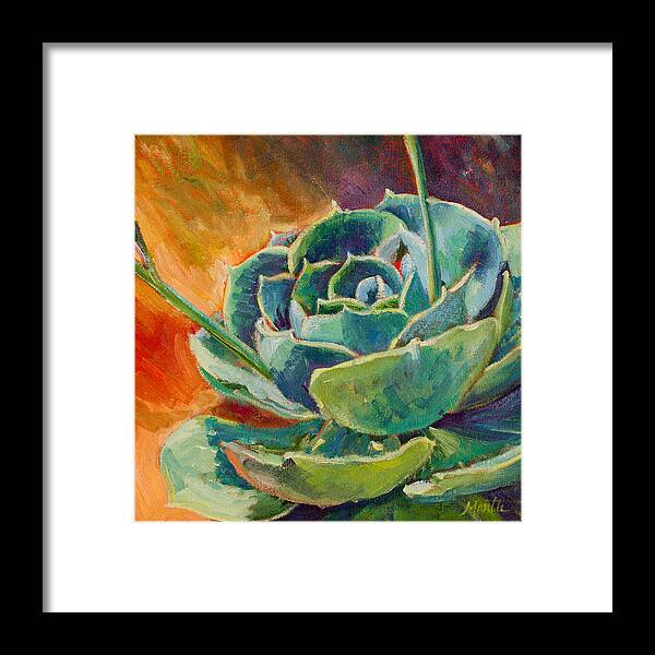 Succulent Framed Print featuring the painting Blooming Hen by Athena Mantle