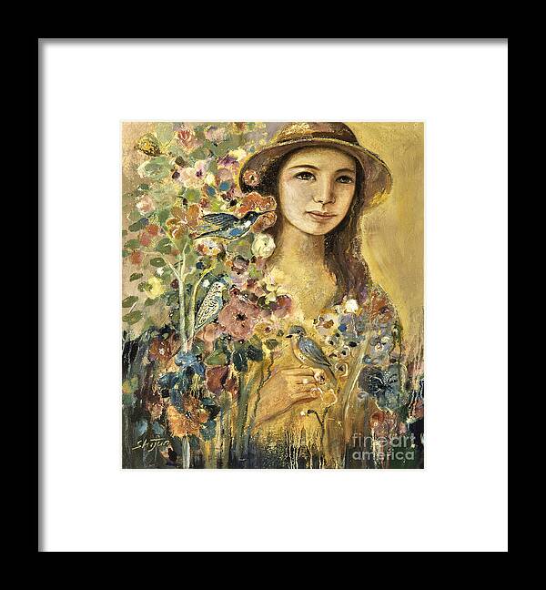 Shijun Framed Print featuring the painting Blossoming by Shijun Munns