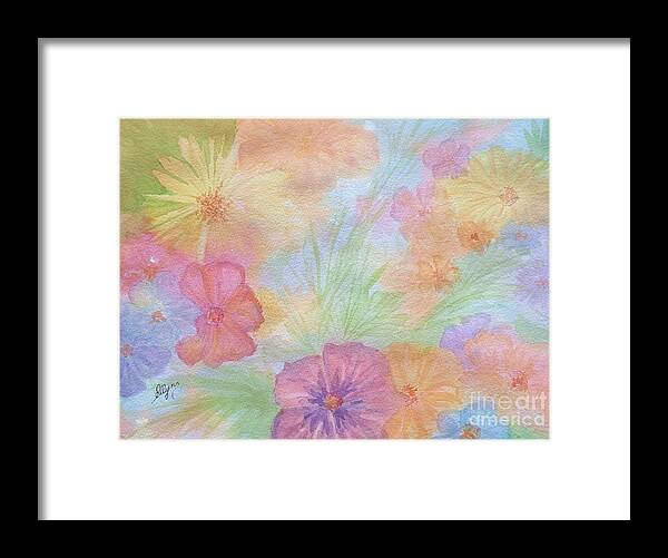 Floral Abstract Framed Print featuring the painting Blossoms II by Ellen Levinson