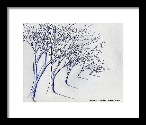 Edwards Framed Print featuring the drawing Blowing Trees by Michael Anthony Edwards