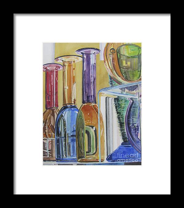 Original Watercolor Framed Print featuring the painting Blown Glass by Carol Flagg