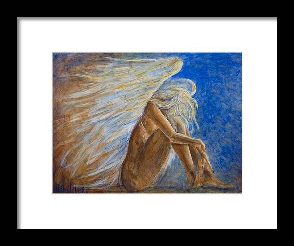Angel Framed Print featuring the painting Blu Angel by Nik Helbig
