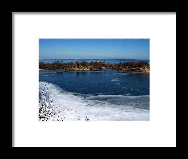 Rock Quarry Rockport Framed Print featuring the photograph Blue And White by Catherine Gagne