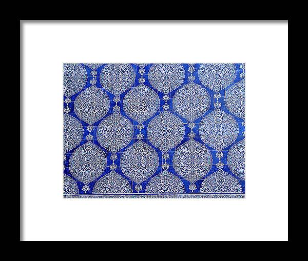 Central Asia Framed Print featuring the photograph Blue and White by Mamoun Sakkal