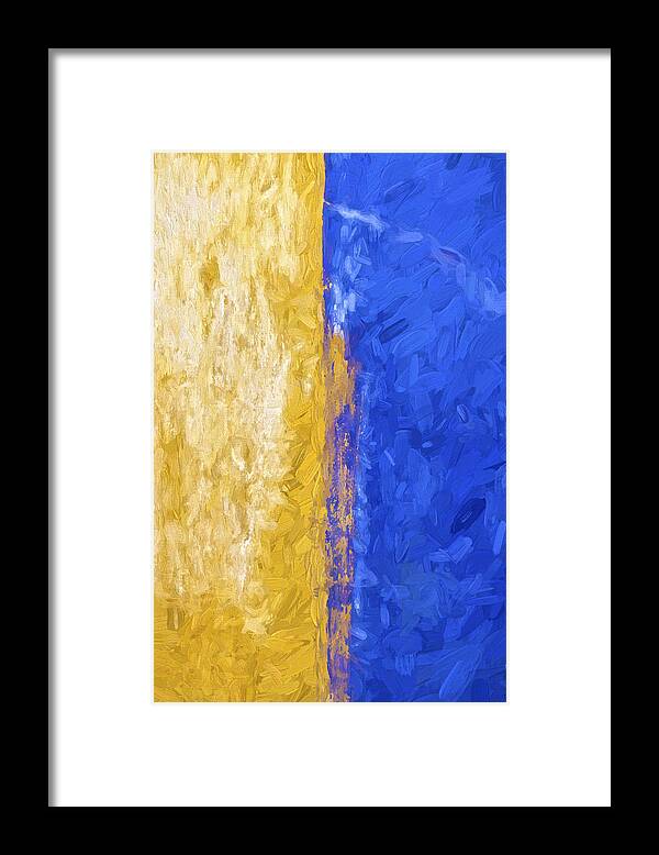 Abstract Framed Print featuring the photograph Blue and Yellow Abstract by David Letts