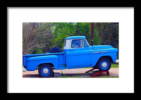 Truck Framed Print featuring the photograph Blue Apache pickup truck by Andy Lawless
