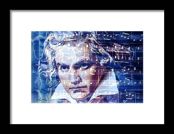 Classical Music Framed Print featuring the digital art Blue Beethoven by John Vincent Palozzi