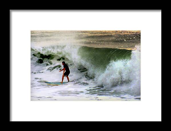 Surfers Framed Print featuring the photograph Blue Board by Karen Wiles