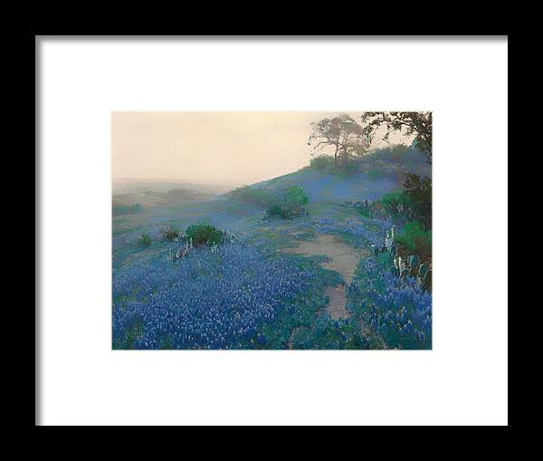 San Antonio Framed Print featuring the painting Blue Bonnet Field in San Antonio by Mountain Dreams