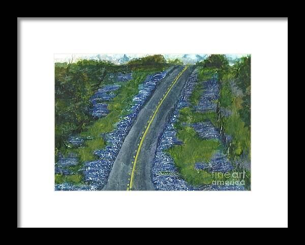 Road Framed Print featuring the painting Blue Bonnet Road by Lynn Babineau