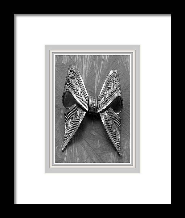 Blue Framed Print featuring the digital art Blue Bow by Mary Russell