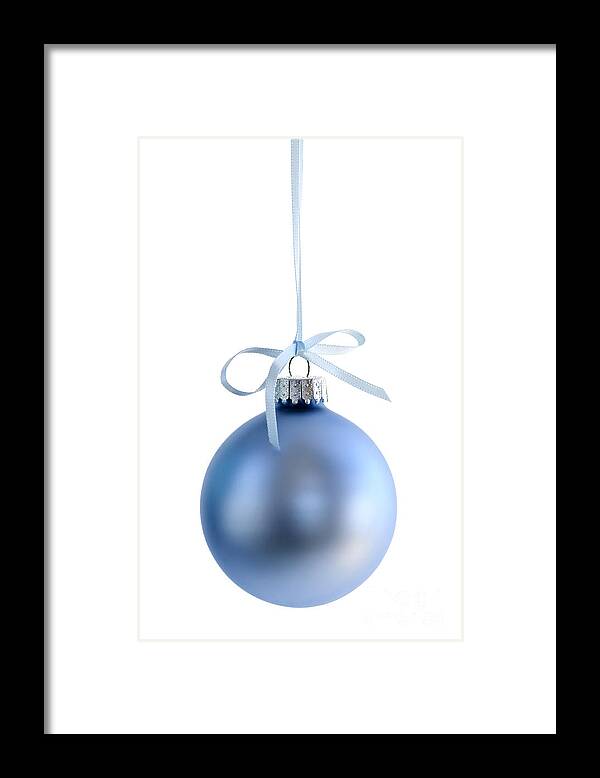 Christmas Framed Print featuring the photograph Blue Christmas bauble 2 by Elena Elisseeva