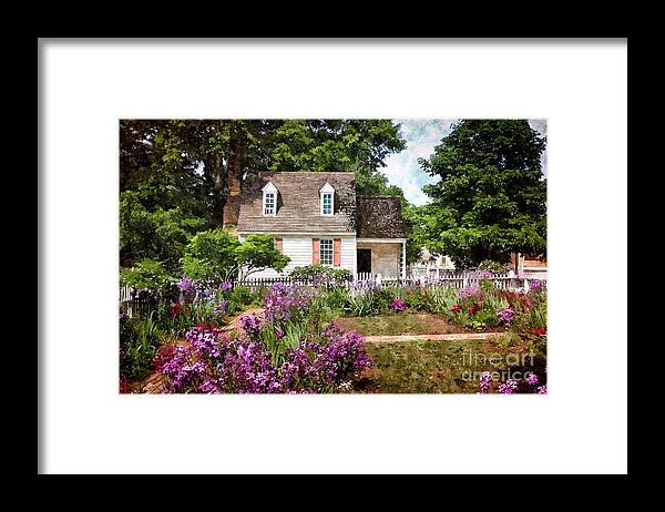 Cottage Framed Print featuring the painting Blue Cottage by Shari Nees