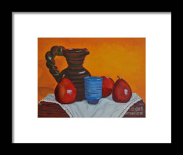 Cup Framed Print featuring the painting Blue cup by Melvin Turner