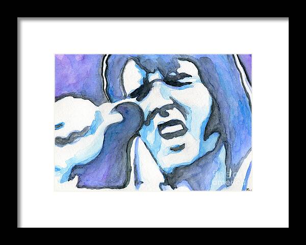 Blue Elvis Framed Print featuring the painting Blue Elvis by Classic Visions Gallery